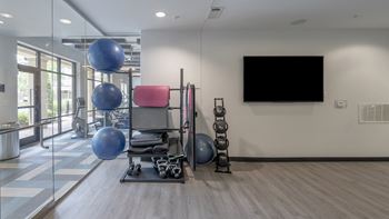 The gym at the flats at big tex apartments